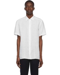 Ermenegildo Zegna White Linen Short Sleeve Shirt