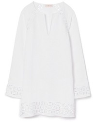 Tory Burch Embroidered Linen Cut Out Tunic