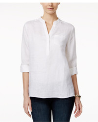 Charter Club Linen Windowpane Back High Low Tunic Only At Macys