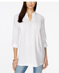 JM Collection Roll Tab Sleeve Tunic Linen Top Only At Macys