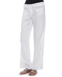 Johnny Was Collection Crochet Linen Pants White