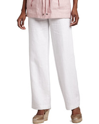Neiman Marcus Long Linen Pants White