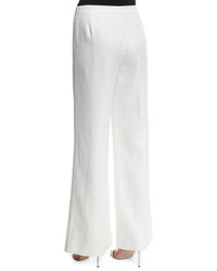 Lafayette 148 New York Wide Leg Linen Side Zip Pants White