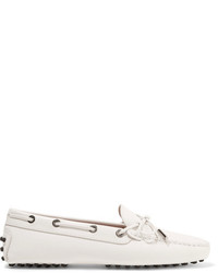 Tod's Gommino Textured Leather Loafers White