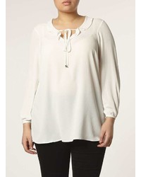 Dp Curve Ivory Ruffle Collared Blouse