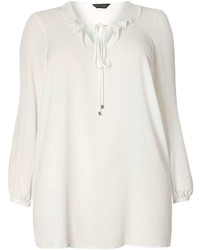 Dp Curve Ivory Ruffle Collared Blouse