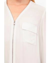French Connection Belle Crepe Zip Up Blouse