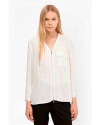 French Connection Belle Crepe Zip Up Blouse