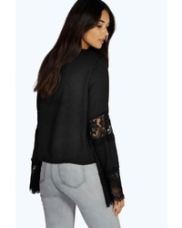 Boohoo Kerrie Lace Up Bell Sleeve Blouse