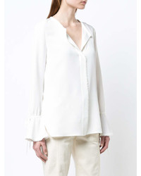Derek Lam 10 Crosby Long Sleeve Button Down Blouse With Bell Sleeves