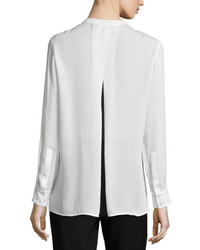 Vince Long Sleeve Color Tipped Blouse