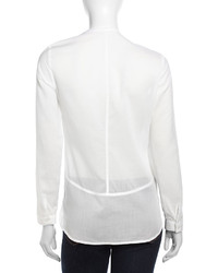 Laundry by Shelli Segal Long Sleeve Lightweight Voile Blouse Optic White