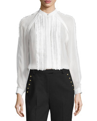 3.1 Phillip Lim Long Sleeve Pintucked Fil Coupe Blouse Antique White