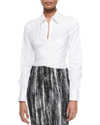 Donna Karan Long Sleeve Wrap Front Blouse