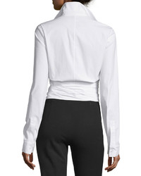 Michael Kors Michl Kors Collection Long Sleeve Wrap Front Blouse White