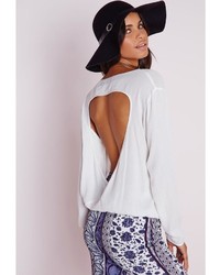 Missguided Muslin Cut Out Blouse White
