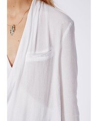 Missguided Wrap Over Blouse White