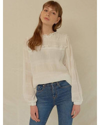 Monts668 Shirring See Through Blouse