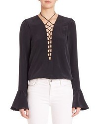 Stone_Cold_Fox Stone Cold Fox Powell Silk Lace Up Blouse