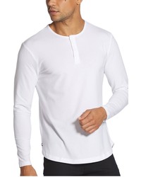 Cuts Long Sleeve Curve Hem Henley T Shirt In White At Nordstrom