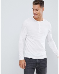 ASOS DESIGN Long Sleeve T Shirt With Grandad Neck In White