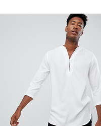 ASOS DESIGN Tline Viscose Shirt In White With V Neck