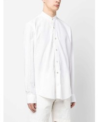 Eleventy Band Collar Cotton Shirt