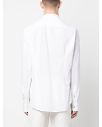 Eleventy Band Collar Cotton Shirt