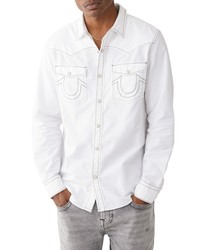True Religion Brand Jeans Big T Snap Up Cotton Western Shirt In Optic White At Nordstrom