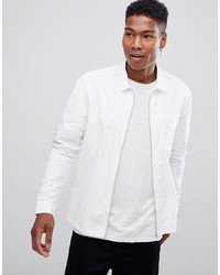 ASOS DESIGN Boxy Oversized Zip Through Shirt In White