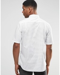 Asos Brand Perforated Shirt In White With Button Down Collar In Regular Fit