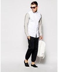 Asos Brand Shirt In Long Sleeve With Color Block