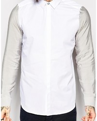 Asos Brand Shirt In Long Sleeve With Color Block