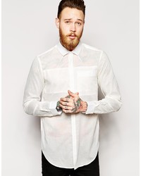 Asos Brand Shirt In Longline And Sheer Fabric