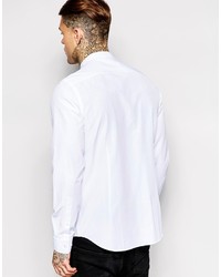 Asos Brand Shirt With Grandad Collar And Stud Fastening