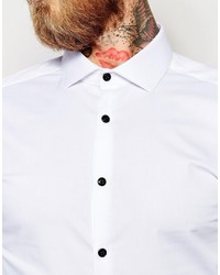 Asos Brand Skinny Shirt With Cutaway Collar And Double Cuff