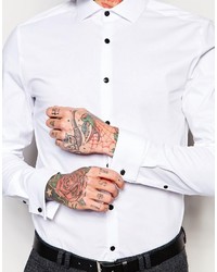 Asos Brand Skinny Shirt With Cutaway Collar And Double Cuff