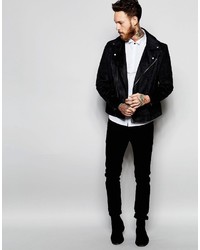 Asos Brand Skinny Shirt With Wing Collar And Long Sleeves