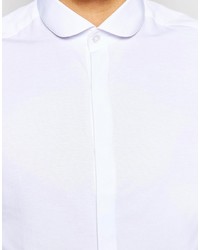 Asos Brand Smart Shirt In Long Sleeve With Textured Curve Collar
