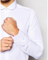 Asos Brand Smart Shirt In Long Sleeve With Textured Curve Collar