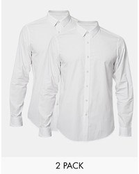 Asos Brand Smart Shirt In Regular Fit 2 Pack Save 25%