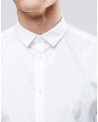 Asos Brand Smart Shirt In White With Double Cuff And Long Sleeves