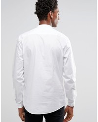 Asos Brand Wedding Skinny Shirt With Grandad Collar In White