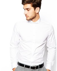 Asos Brand Wedding White Shirt In Regular Fit With Cutaway Collar