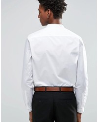 Asos Brand White Shirt With Mandarin Collar In Regular Fit