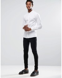 Asos Brand White Shirt With Seam Details And Long Sleeves