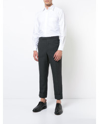 Thom Browne Button Back Long Sleeve Shirt In White Oxford