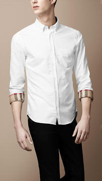 white burberry button up shirt