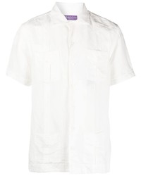Ralph Lauren Purple Label Camp Collar Linen Blend Shirt