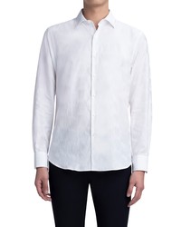 Bugatchi Classic Fit Geo Pattern Button Up Shirt In White At Nordstrom